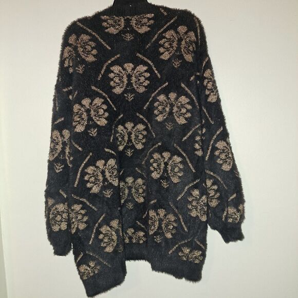 Maeve by Anthropologie floral-like pattern metallic cardigan,open front,fuzzy OS - Picture 11 of 16